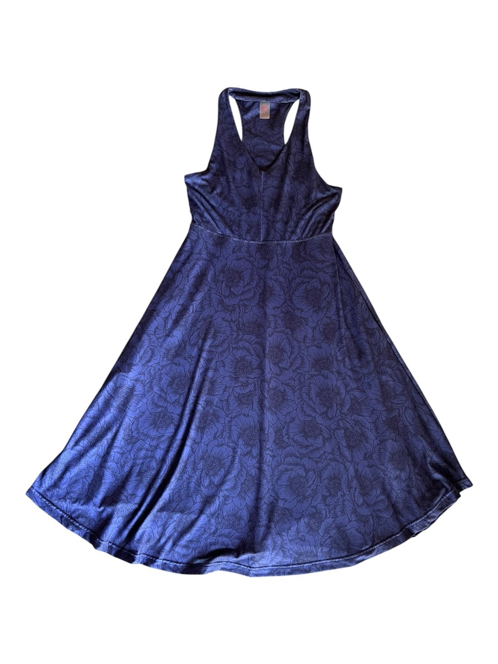 Krimson Klover Piper Dress Blue Floral Racerback Midi Dress Size Medium